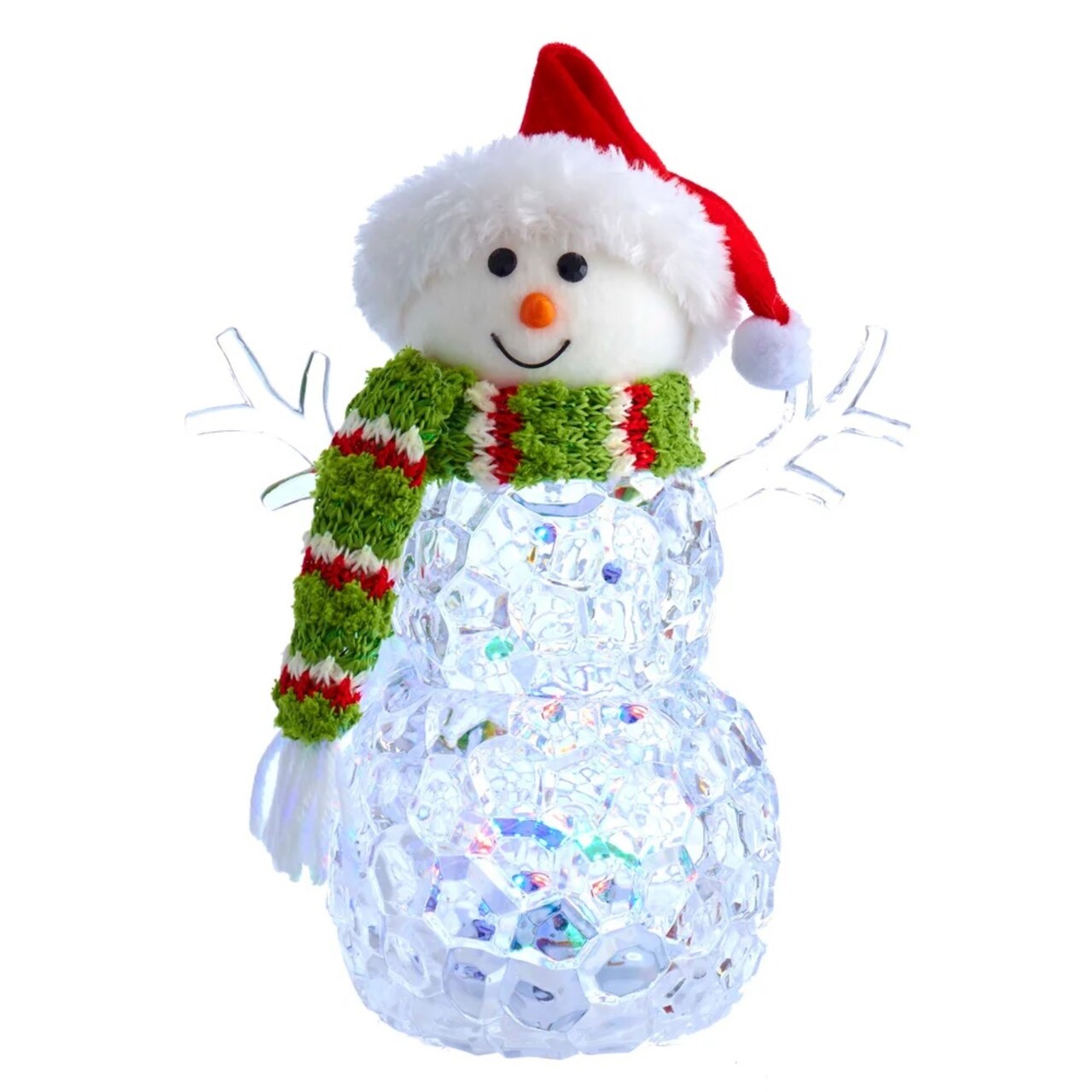KSA 9.5" Clear and Green Battery Operated Snowman Christmas Table Top Decoration